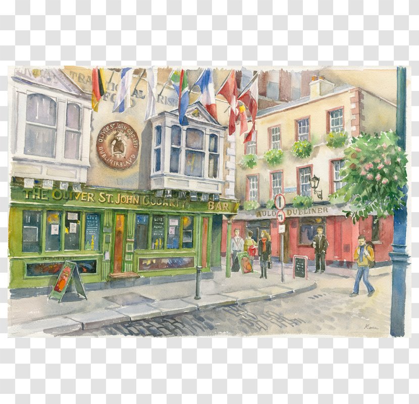 Watercolor Painting Oliver St. John Gogarty's Hostel Ludmila Korol Pub - Mixed Use Transparent PNG