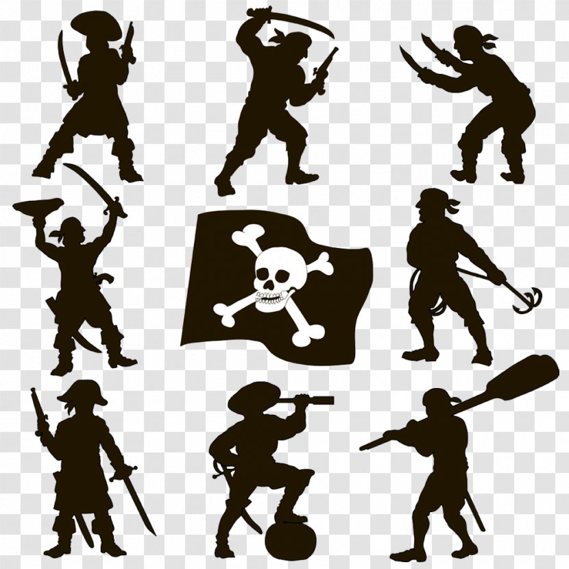 Silhouette Piracy Royalty-free Clip Art - Human Behavior - Hand-painted Pirate Image Transparent PNG