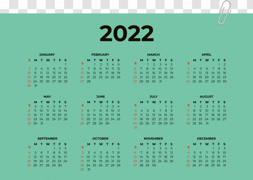 2022 Calendar 2022 Printable Yearly Calendar Printable 2022 Calendar Transparent PNG