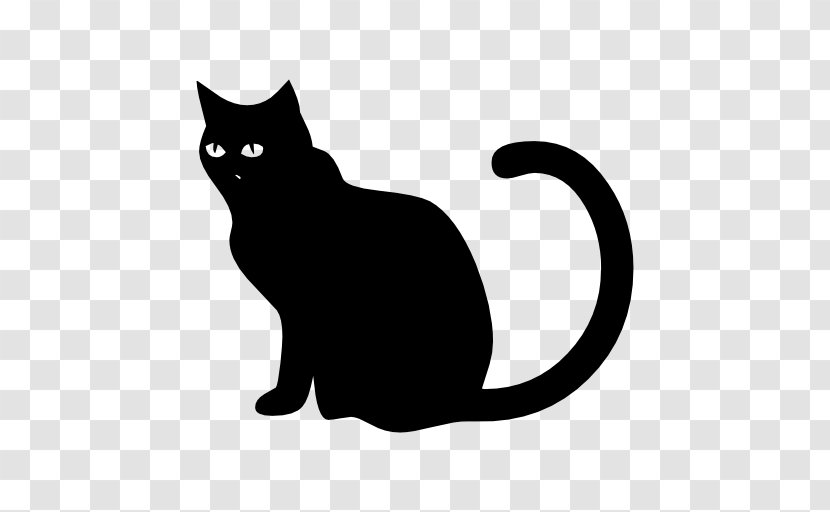 Cat Black Small To Medium-sized Cats Black-and-white - Silhouette Tail Transparent PNG