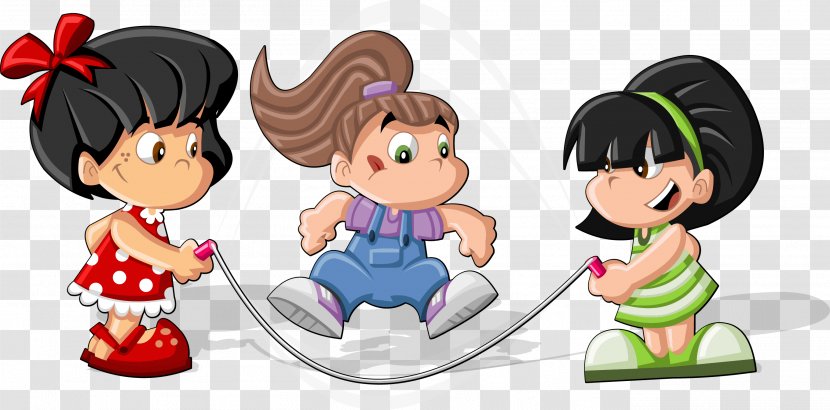 Child Cartoon Play Illustration - Vector Hand-painted Rope Skipping Transparent PNG