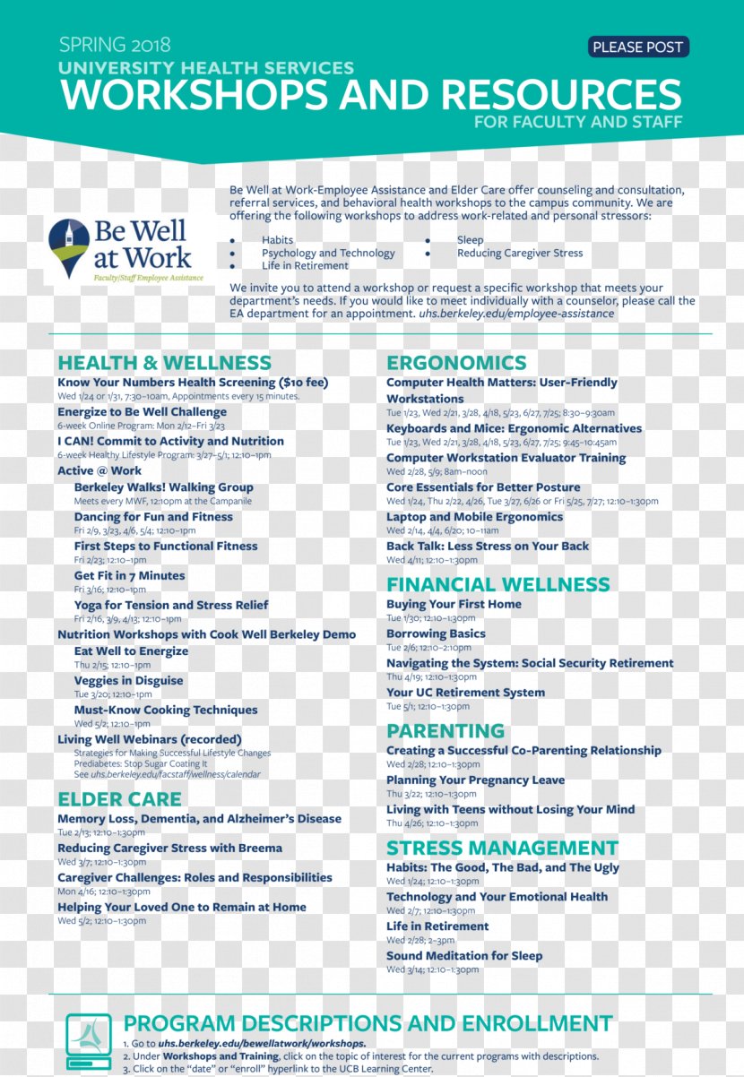 UC Berkeley School Of Public Health Care Mental - Spring Flyer Transparent PNG