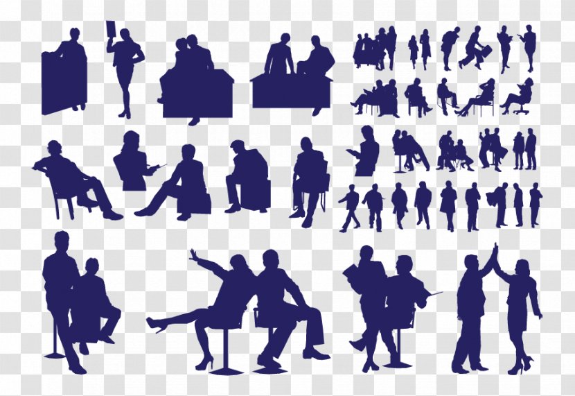 Silhouette Businessperson Clip Art - Human Behavior - Vector Happy Office People Transparent PNG