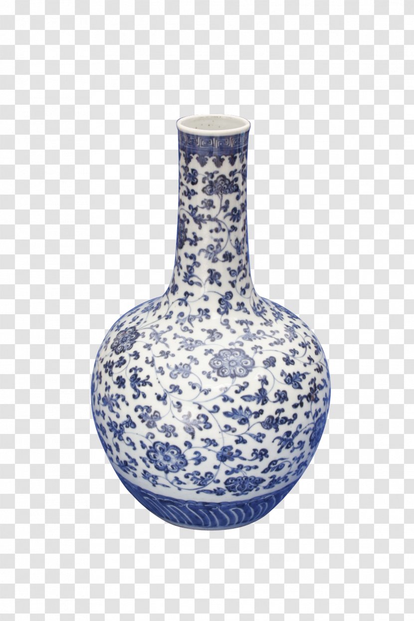 Blue And White Pottery Porcelain Bottle Ceramic Glass - Meiping - Artwork Transparent PNG