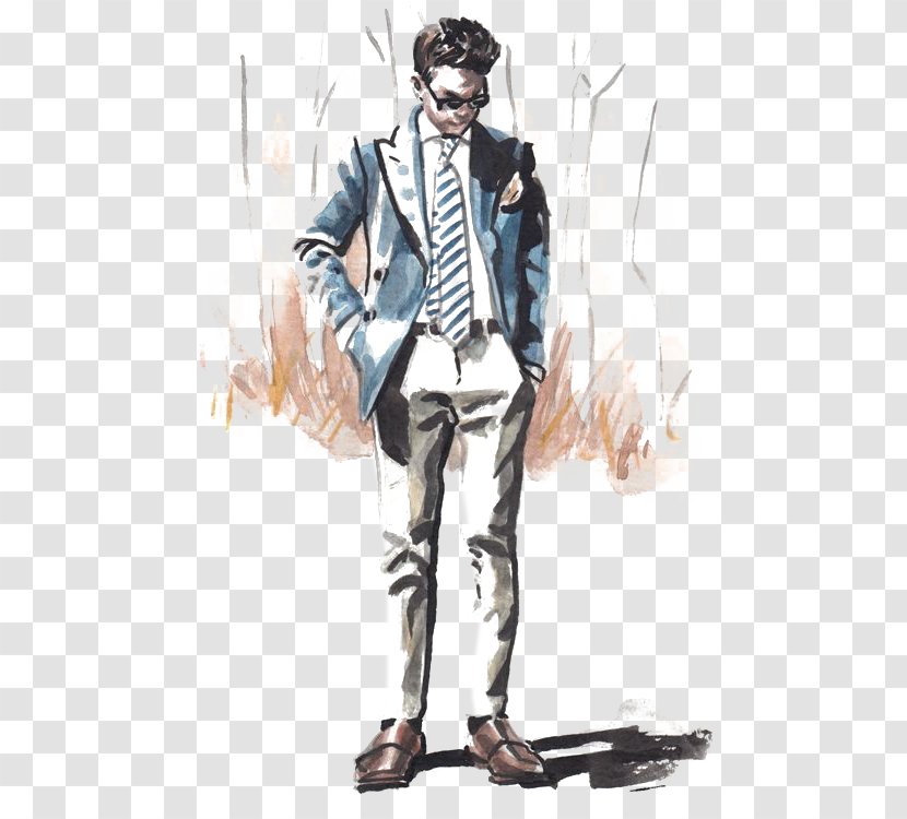 New York Fashion Week Suit Illustration - Model Transparent PNG