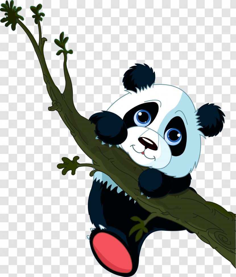 Giant Panda Tree Climbing Cuteness Clip Art - Wall Decal - A Transparent PNG