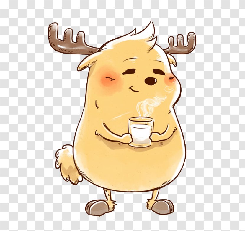 Download Illustration - Head - Hand-painted Deer Warm Drink Transparent PNG