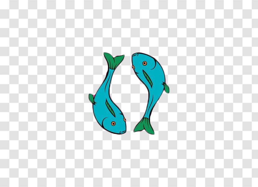 Cartoon - Teal - Blue Fish Swimming In Pisces Transparent PNG