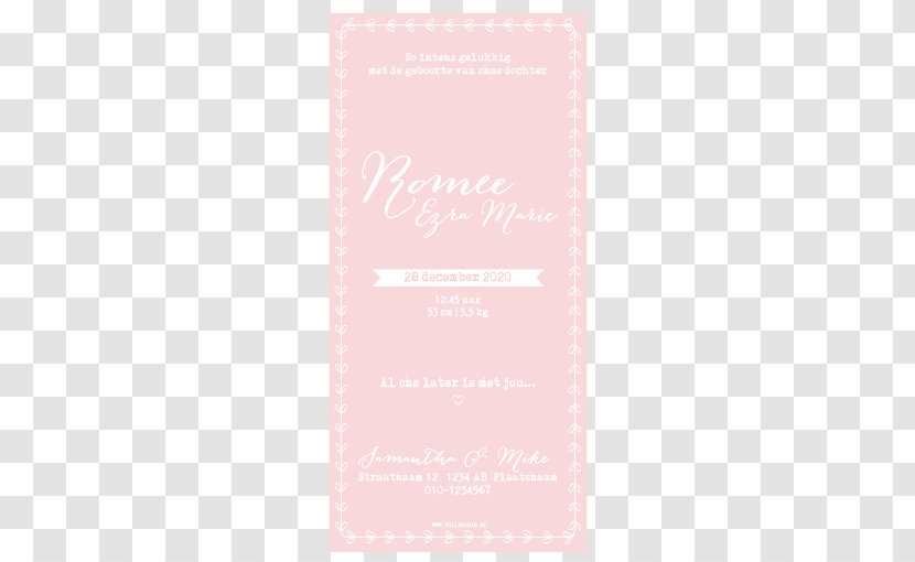 Wedding Invitation Convite Pink M Font - Text Transparent PNG