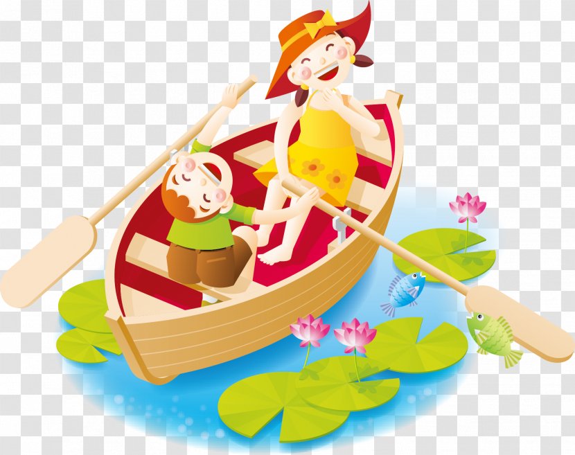Cartoon Logo Illustration - Happy Character Rowing Transparent PNG
