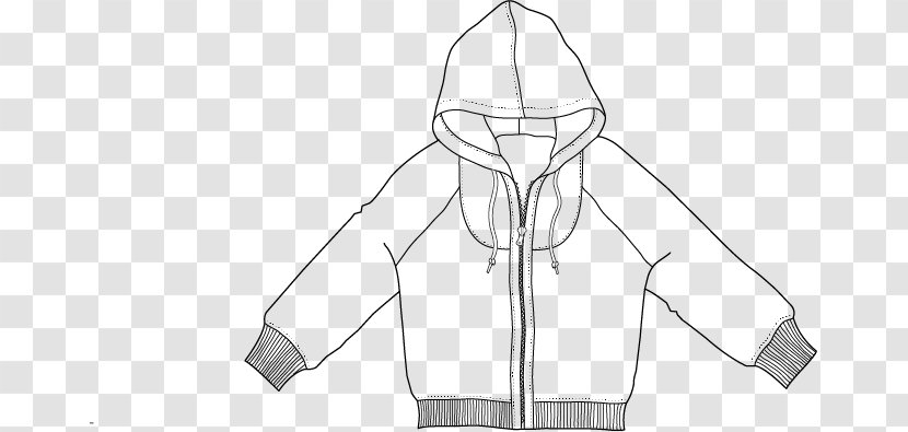 Outerwear White Line Art Sketch - Black - Zipper Sweater Transparent PNG