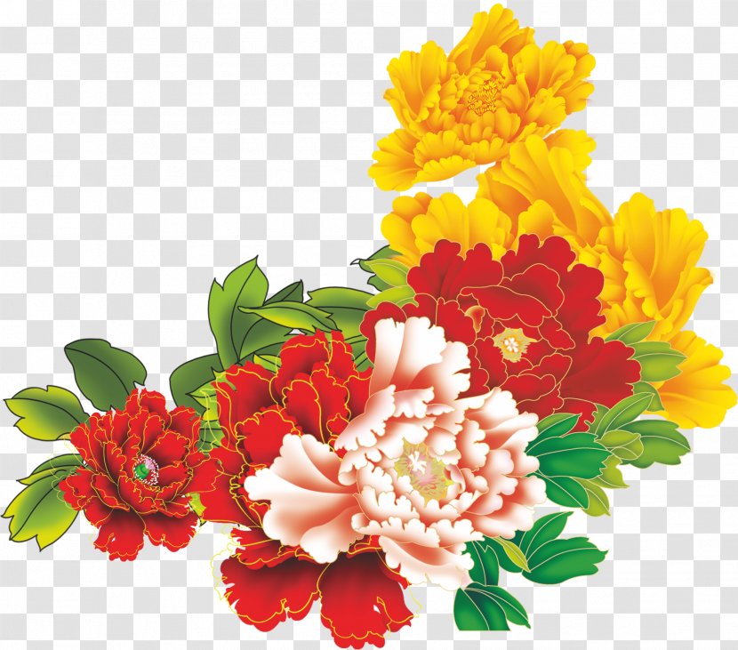 Floral Design Moutan Peony Flower - Orange Transparent PNG