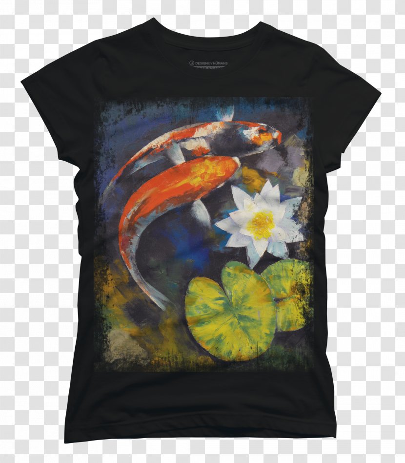 Butterfly Koi Pond With Water Lilies - Art - Painting Transparent PNG