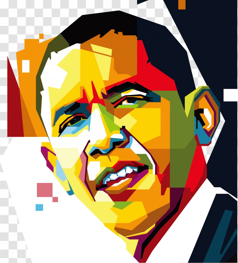 Barack Obama United States WPAP Portrait - Digital Art - President Back Suddenly Smile Vector Color Pixel Videos Transparent PNG