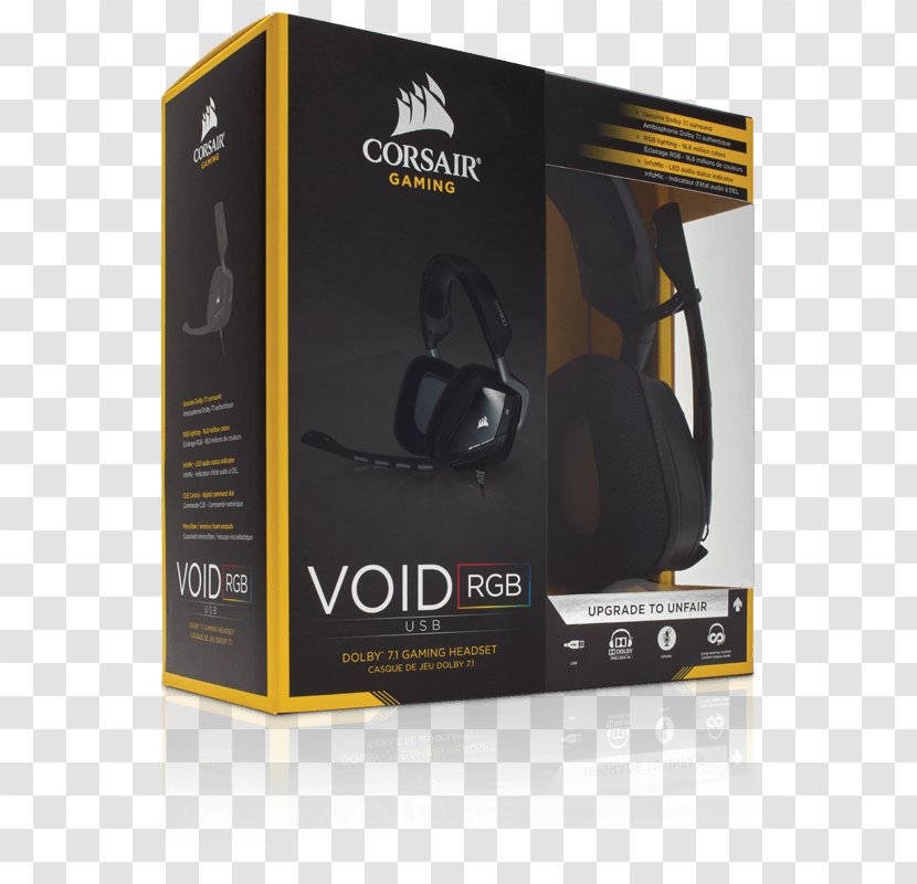 Corsair VOID PRO RGB 7.1 Surround Sound Headset Components Headphones - Void Gaming Blue Transparent PNG