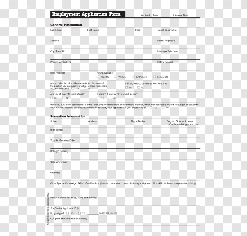 Application For Employment Template Résumé Job - Frame - Online Transparent PNG