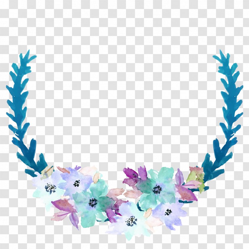 Blue Clip Art - Drawing - Watercolor Flower Decorative Frame Transparent PNG