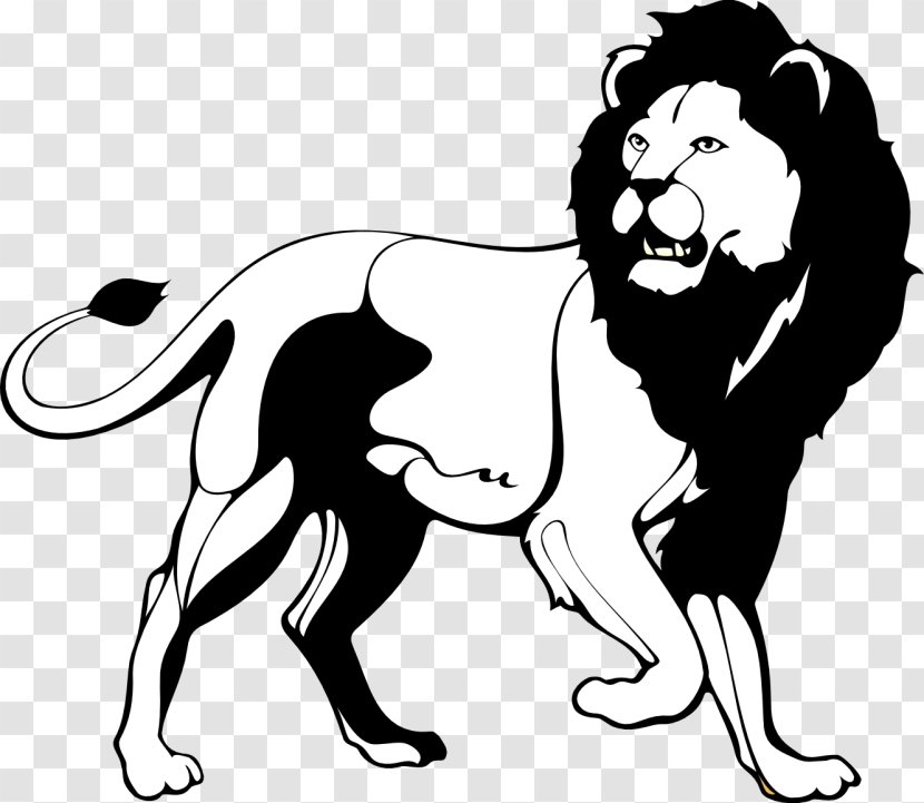 Lion Black And White Roar Clip Art - Big Cats - Cliparts Transparent PNG