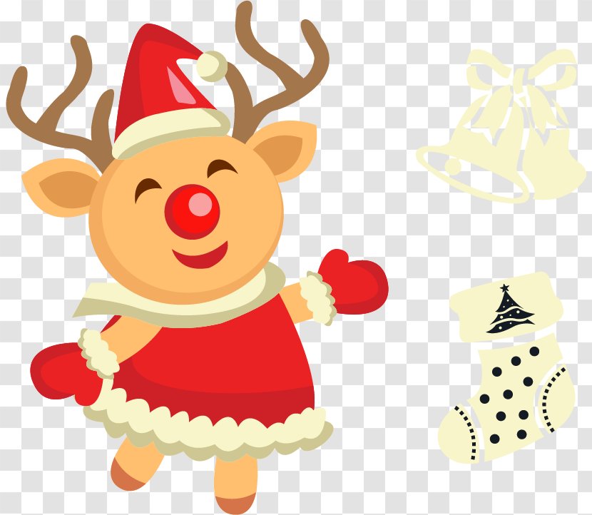 Reindeer Christmas Ornament Santa Claus - Art - Deer Vector Material Transparent PNG