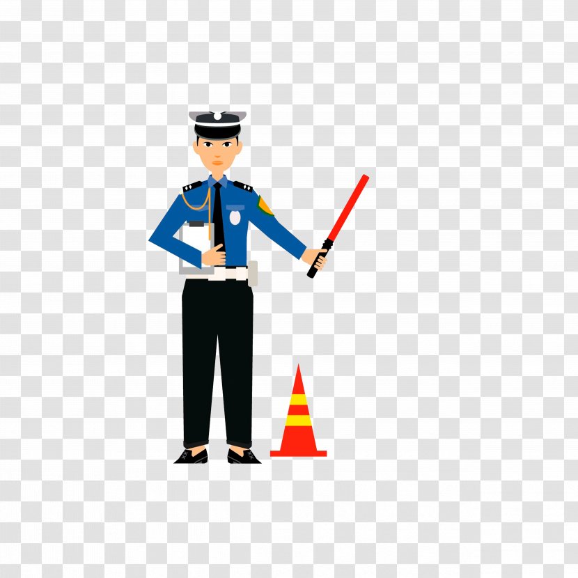 Cartoon Traffic - Police Officer - A Policeman With Baton Transparent PNG