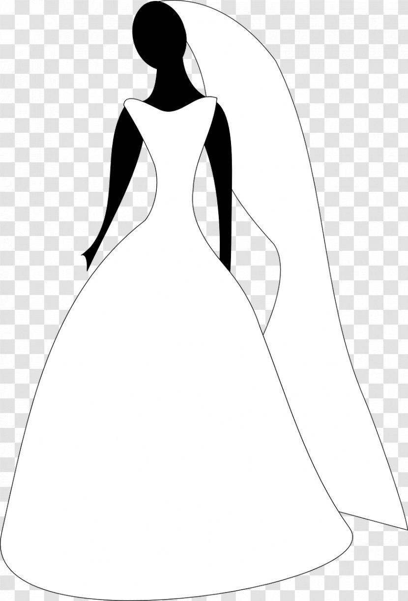 Gown Silhouette Line Art White Clip - Hand Transparent PNG