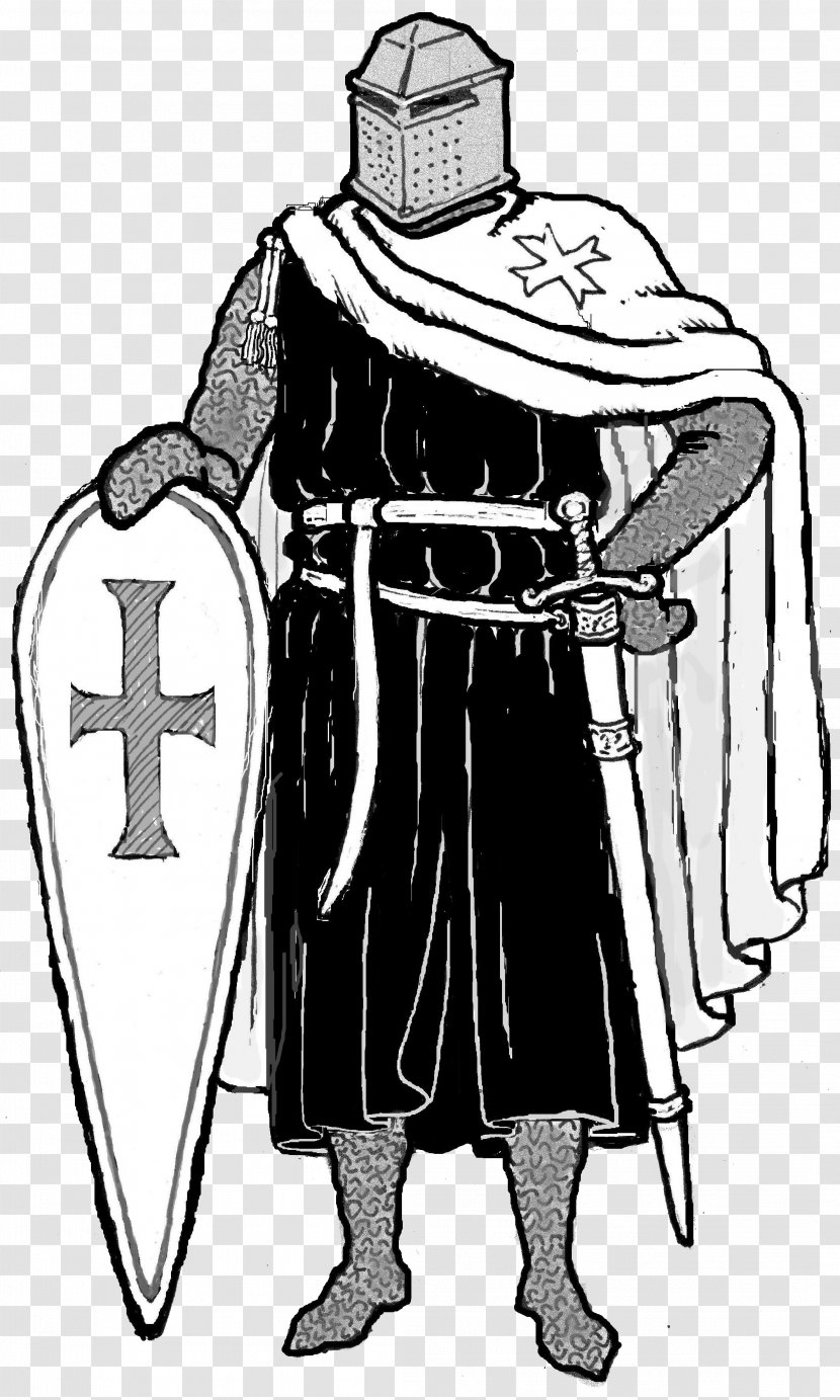 Middle Ages Knights Templar Crusades Drawing - Person - Medival Knight Transparent PNG