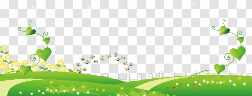 Cartoon Download Google Images Illustration - Flora - Grassland Fence Bee Transparent PNG
