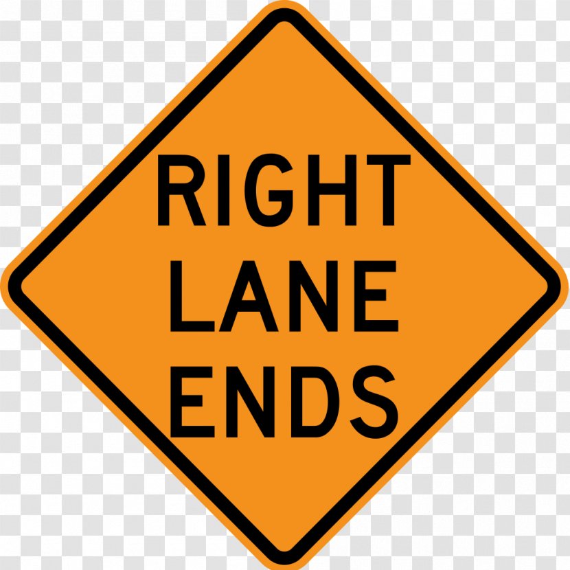 Traffic Sign Warning Lane Manual On Uniform Control Devices Road - Merge - Temporarily Transparent PNG