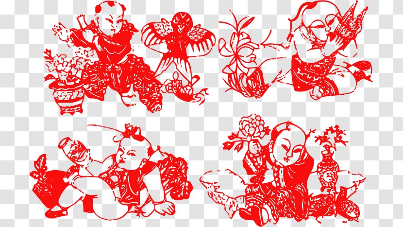 Red Chinese New Year Clip Art - Fictional Character - Festive Vector Material Transparent PNG