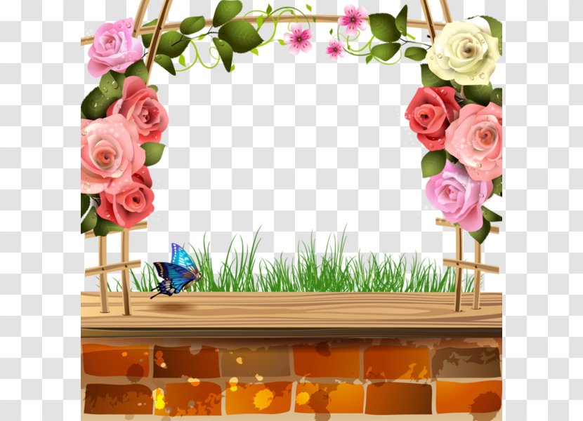 Rose Royalty-free Brick Clip Art - Flower Butterfly Transparent PNG