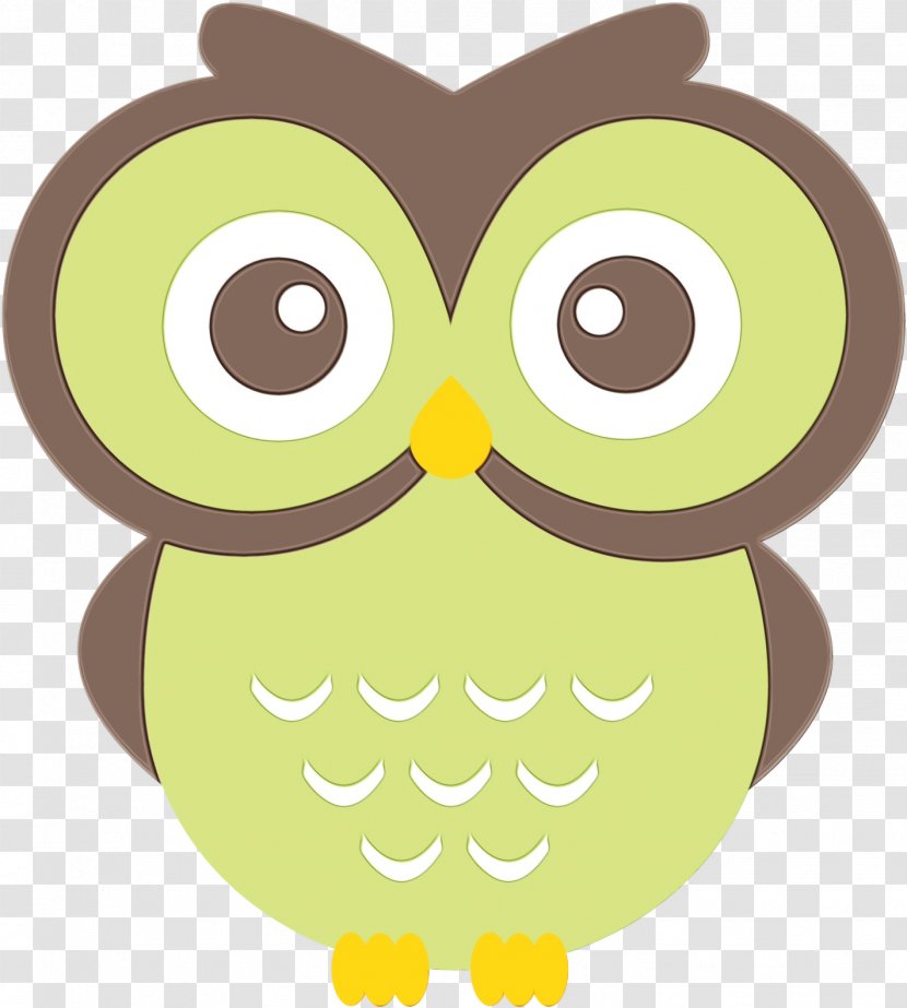Owl Green Cartoon Yellow Bird - Watercolor - Brown Of Prey Transparent PNG