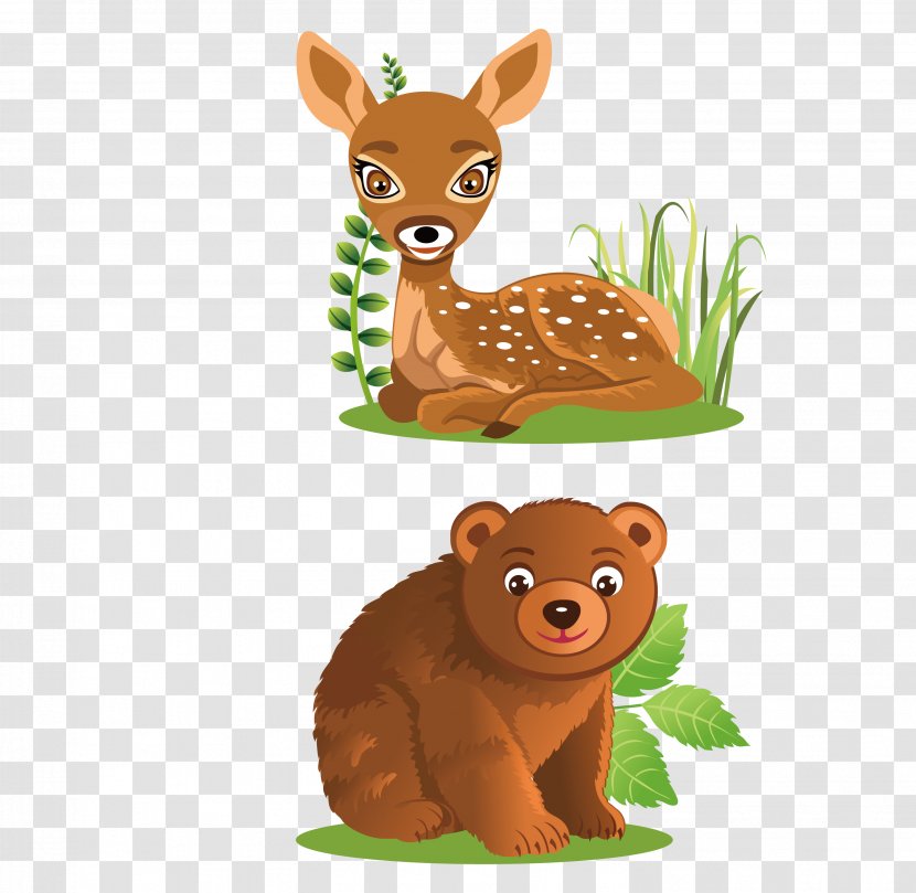 Brown Bear Polar Deer Clip Art - Tree - Elk And Vector Material Transparent PNG