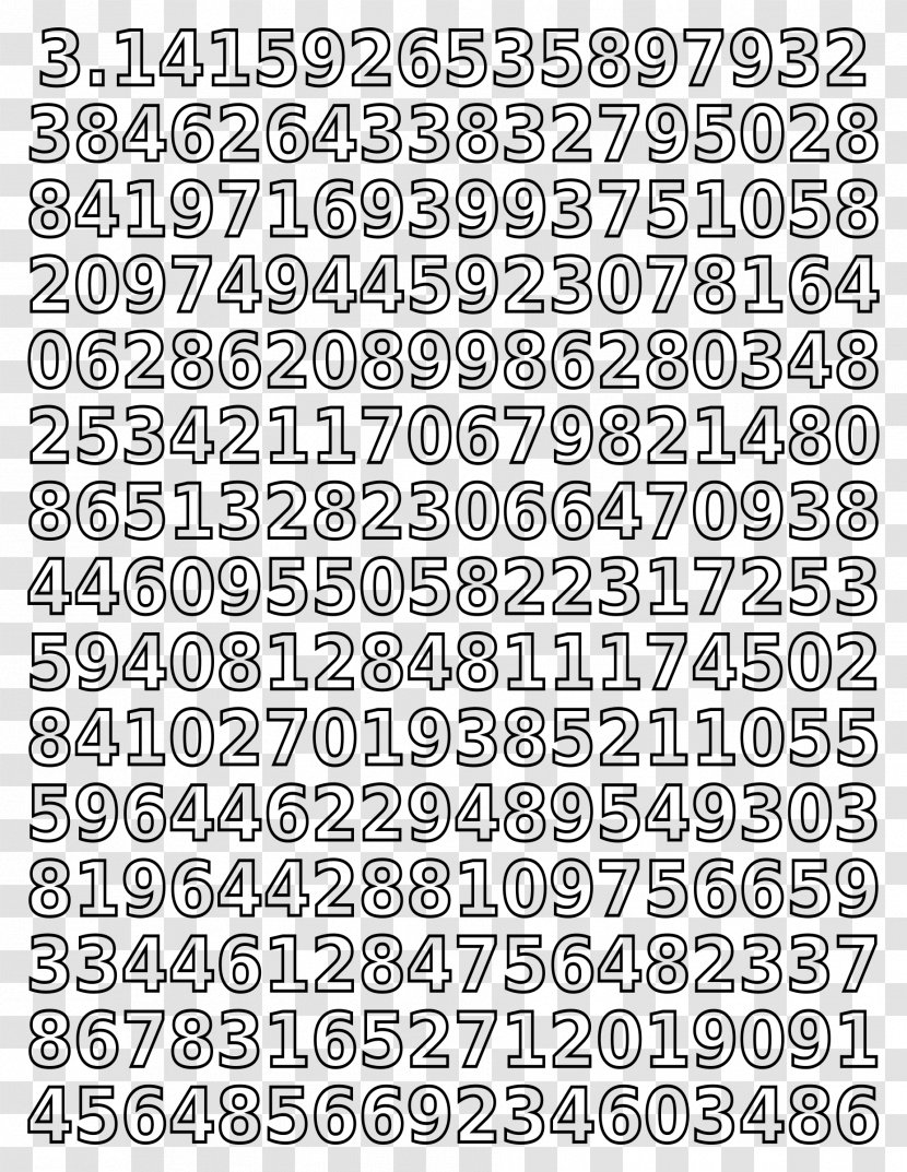 Pi Day Mathematics Coloring Book Number - Monochrome Transparent PNG