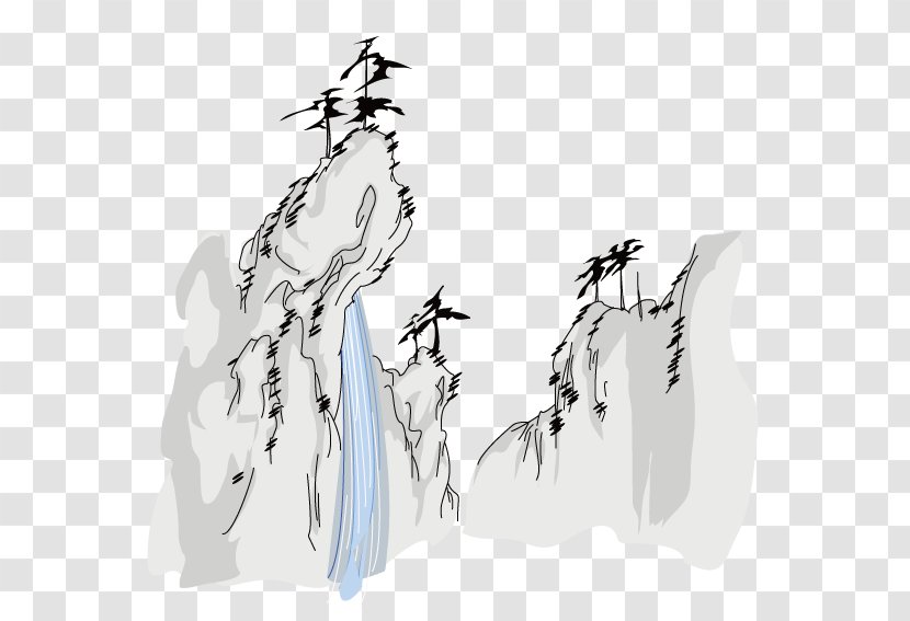 Waterfall Illustration - Pixel - Mountain Stream Transparent PNG