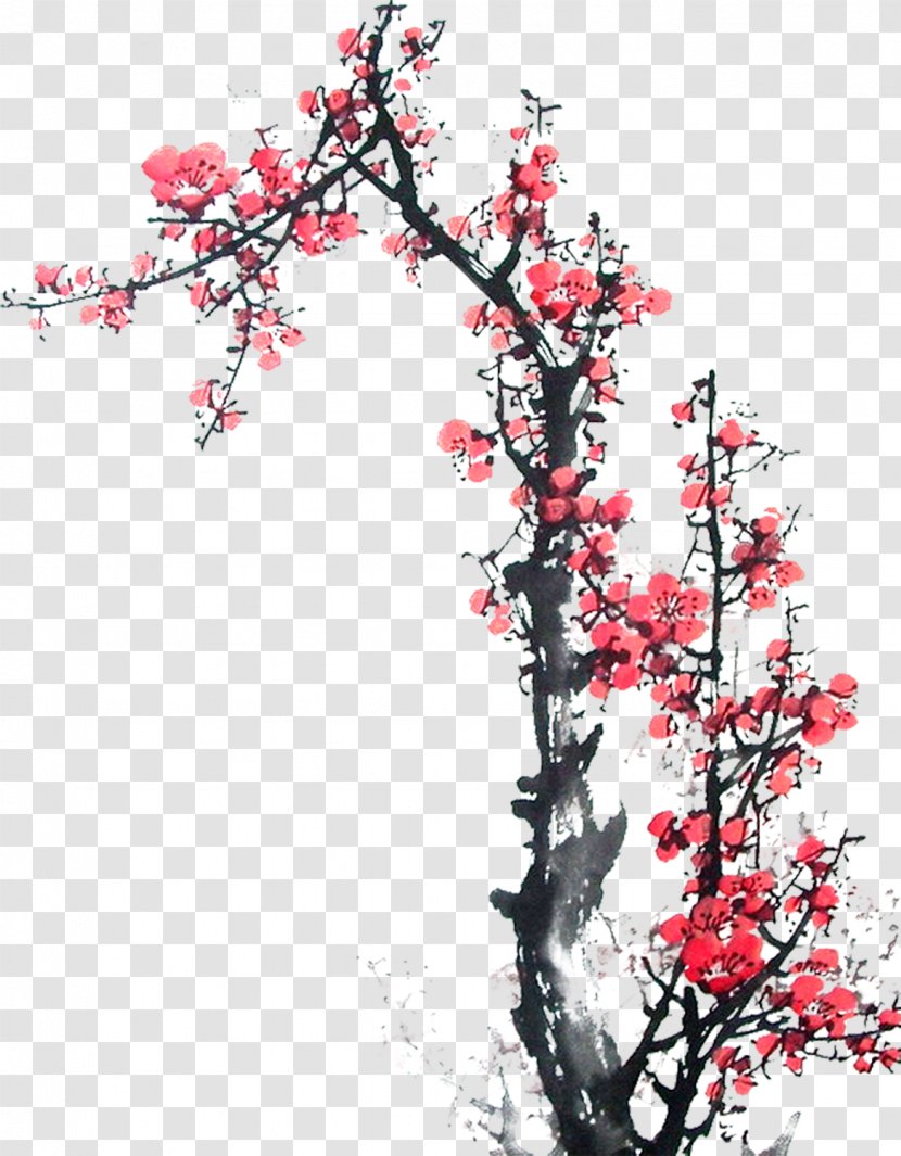 Ink Wash Painting Chinese Plum Blossom Shan Shui - Spring - Design Transparent PNG