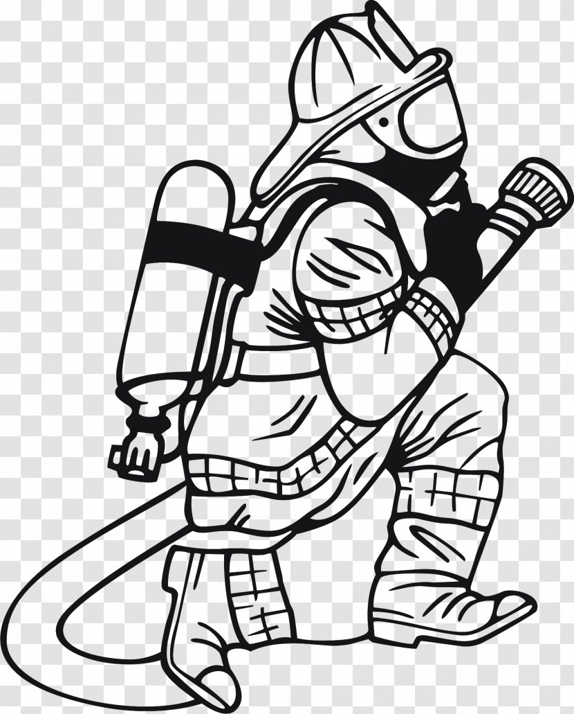 Firefighter Coloring Book Firefighting Fire Department Child - Monochrome Transparent PNG