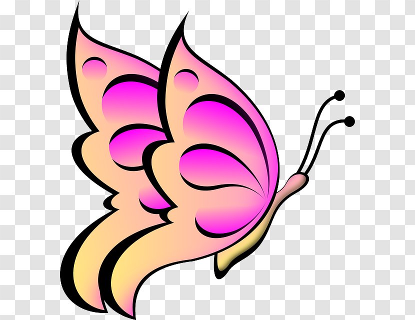 Butterfly Free Content Clip Art - Pollinator - Cartoon Pink Flower Transparent PNG