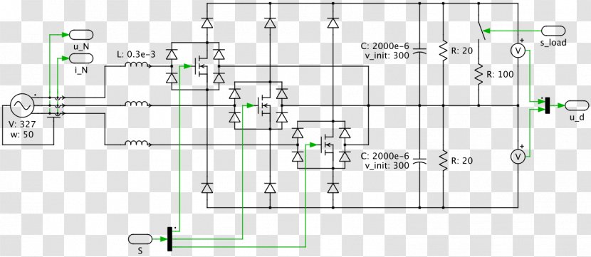 Vienna Rectifier Rectificador De Onda Completa Electrical Network Three-phase Electric Power - Drawing - Circuit Transparent PNG