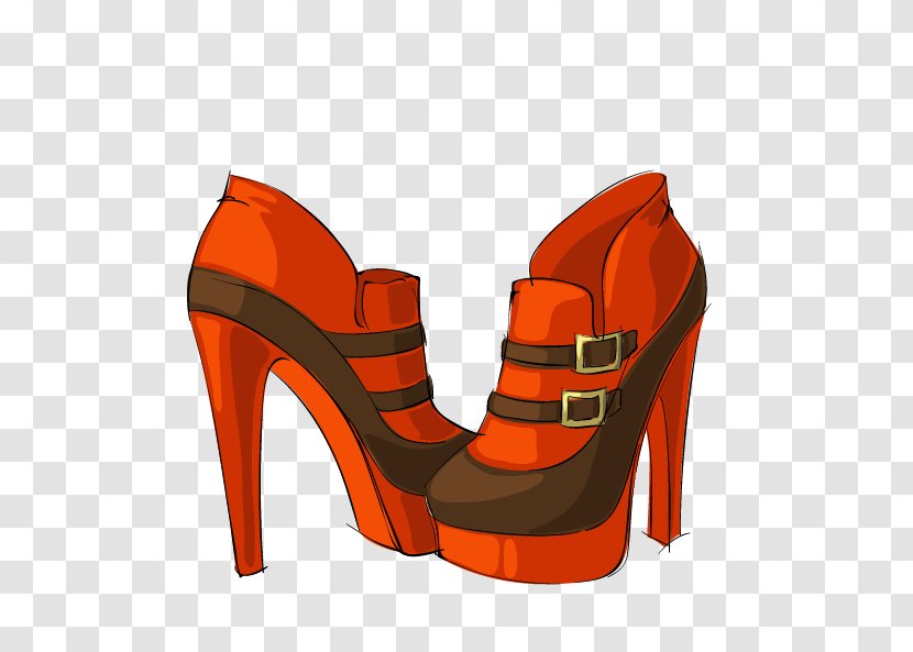 Shoe High-heeled Footwear Bag Designer - Orange High Heels Transparent PNG
