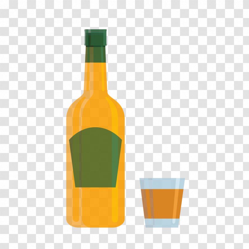 Whisky Vodka Wine Cocktail Liqueur - Cartoon Vector Cup And Bottle Transparent PNG