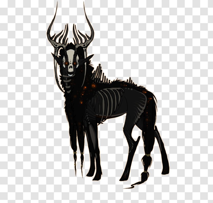 Deer Cattle Antelope Horse Mammal - Black And White Transparent PNG