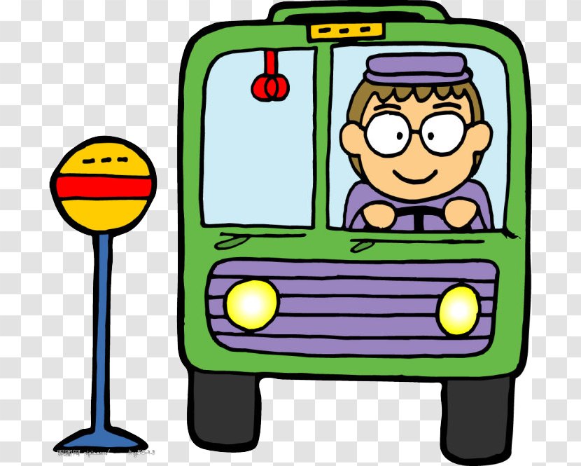 Bus Driver Cartoon - Green Transparent PNG