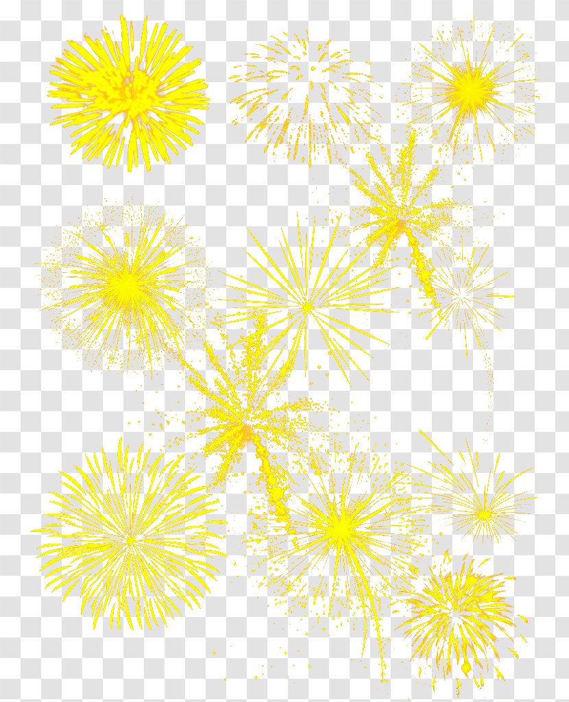 Yellow Fireworks Download - Watercolor Transparent PNG