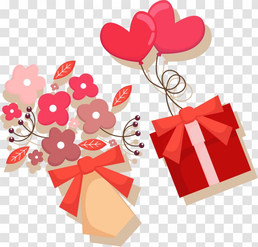 Gift Valentines Day Flat Design - Flowers Vector Material Transparent PNG