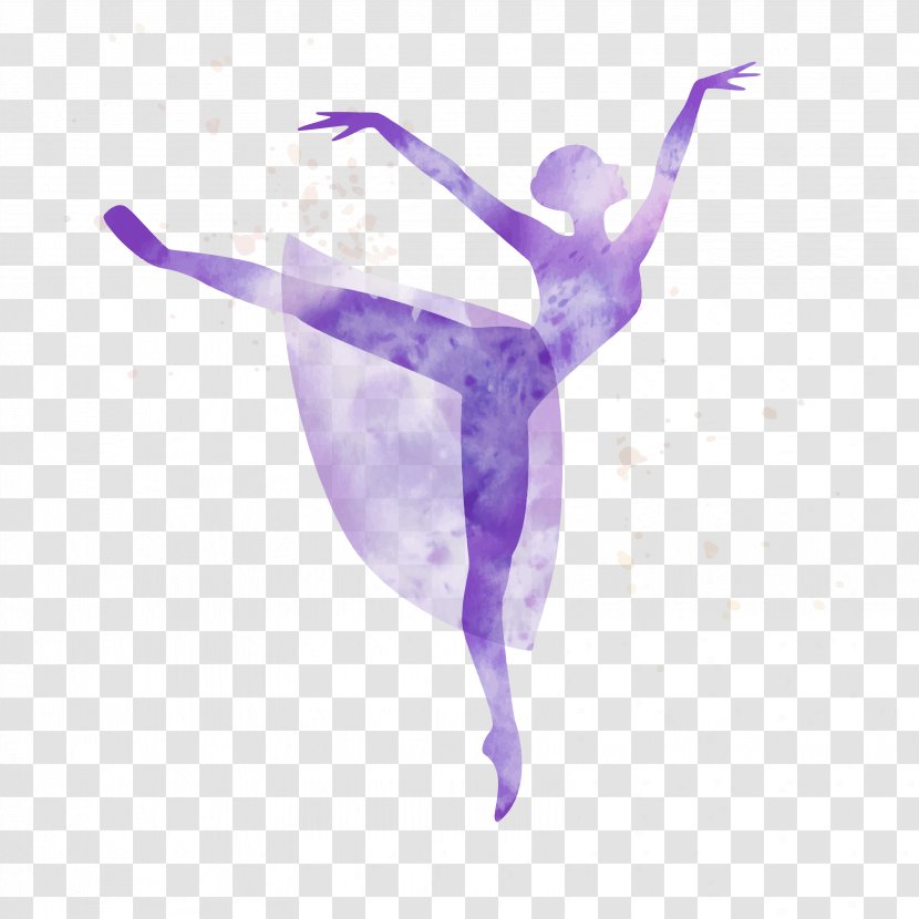 Ballet Dancer Watercolor Painting Silhouette - Cartoon Transparent PNG