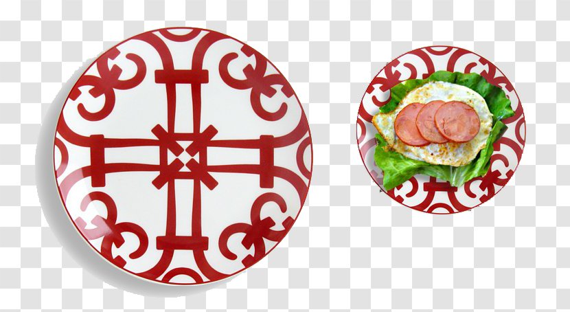 Meal Tableware Plate - Mirror - Red Pattern Transparent PNG