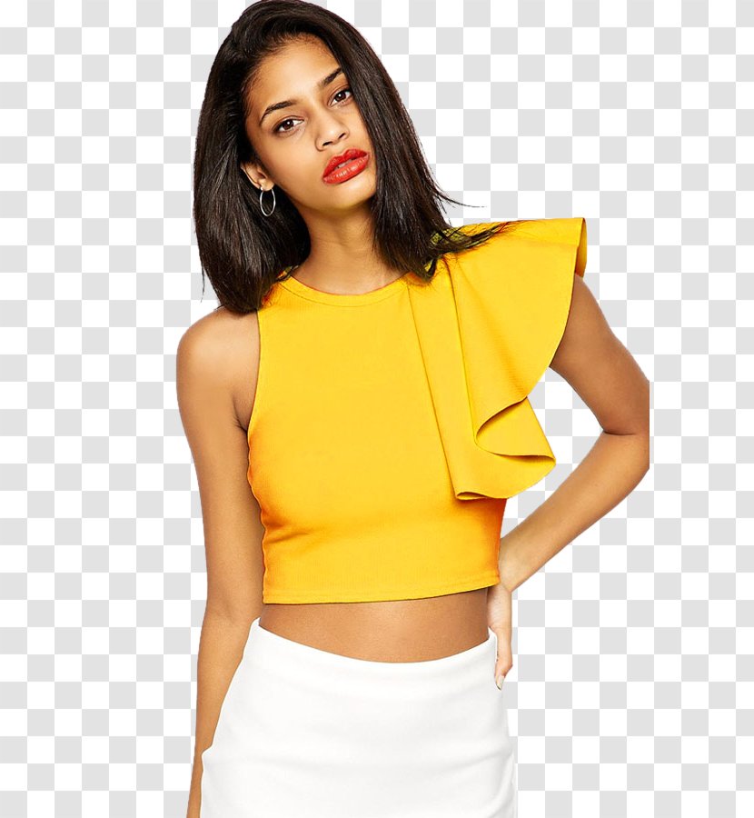 Ruffle Sleeveless Shirt Crop Top Dress - Neck Transparent PNG