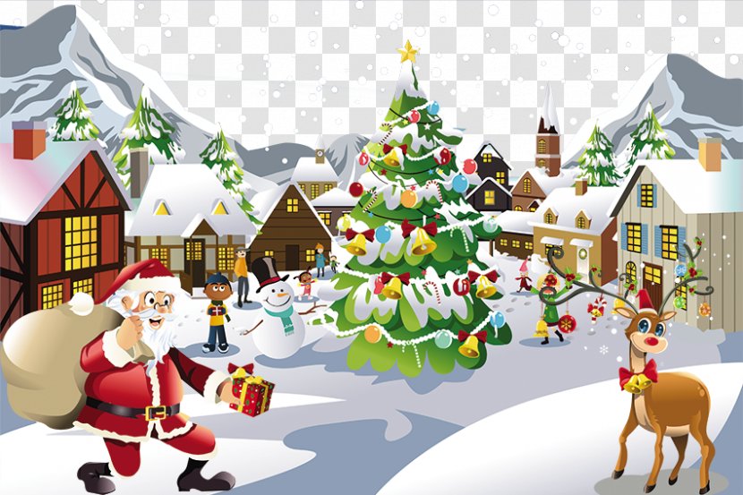 Santa Claus Snow Christmas - Reindeer - Merry Transparent PNG