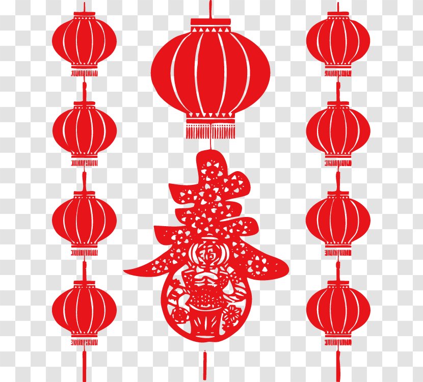 Papercutting Celebrate Chinese New Year Lantern Transparent PNG