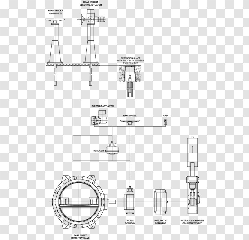 Drawing Plumbing Fixtures Line Angle - Diagram - Butterfly Valve Transparent PNG